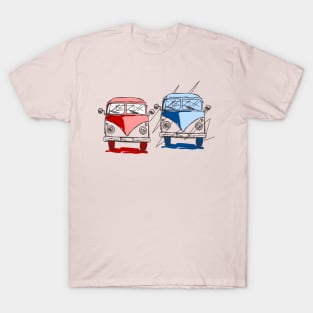 Red and blue coupel cars T-Shirt